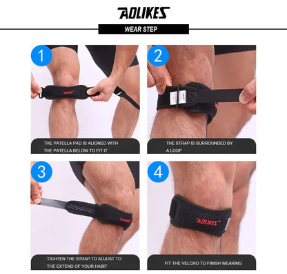 AOLIKES 1PCS Knee Braces for Knee Pain,Patella Knee Support Strap,Adjustable Patellar Tendon Stabilizer Band for Basketball