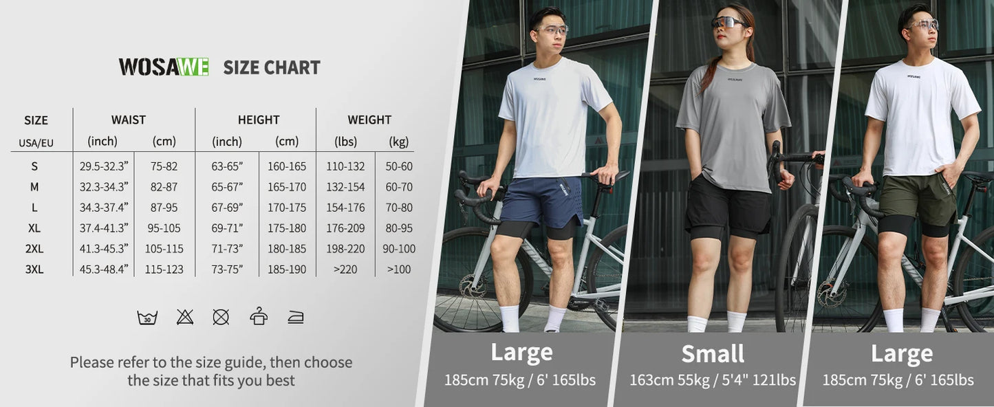 WOSAWE Bicycle Shorts Spring Summer Motocross Racing Shorts Downhill Mountain Bike short Pants Non-removable Cycling Underwear