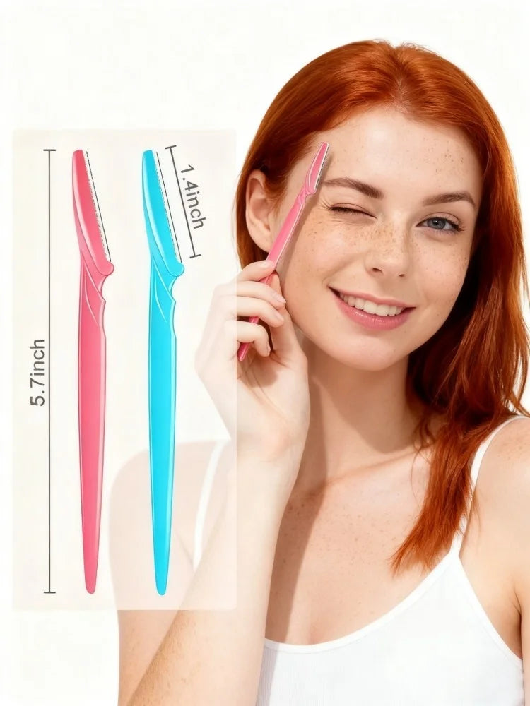 3Pcs Eyebrow Razor for Women, Safety Anti-Scratch Stainless Steel Blades, Precision Curved Blade for Eyebrow Shaping, Portable F