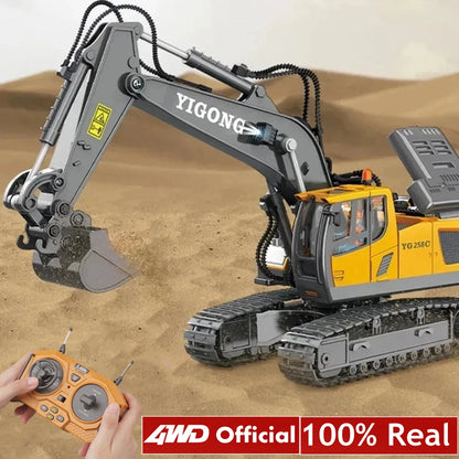 4WD Remote Control Excavator Toy Radio Controlled RC Dump Truck Vehicle Crawler Bulldozer Construction Buggy Light and Sound Car