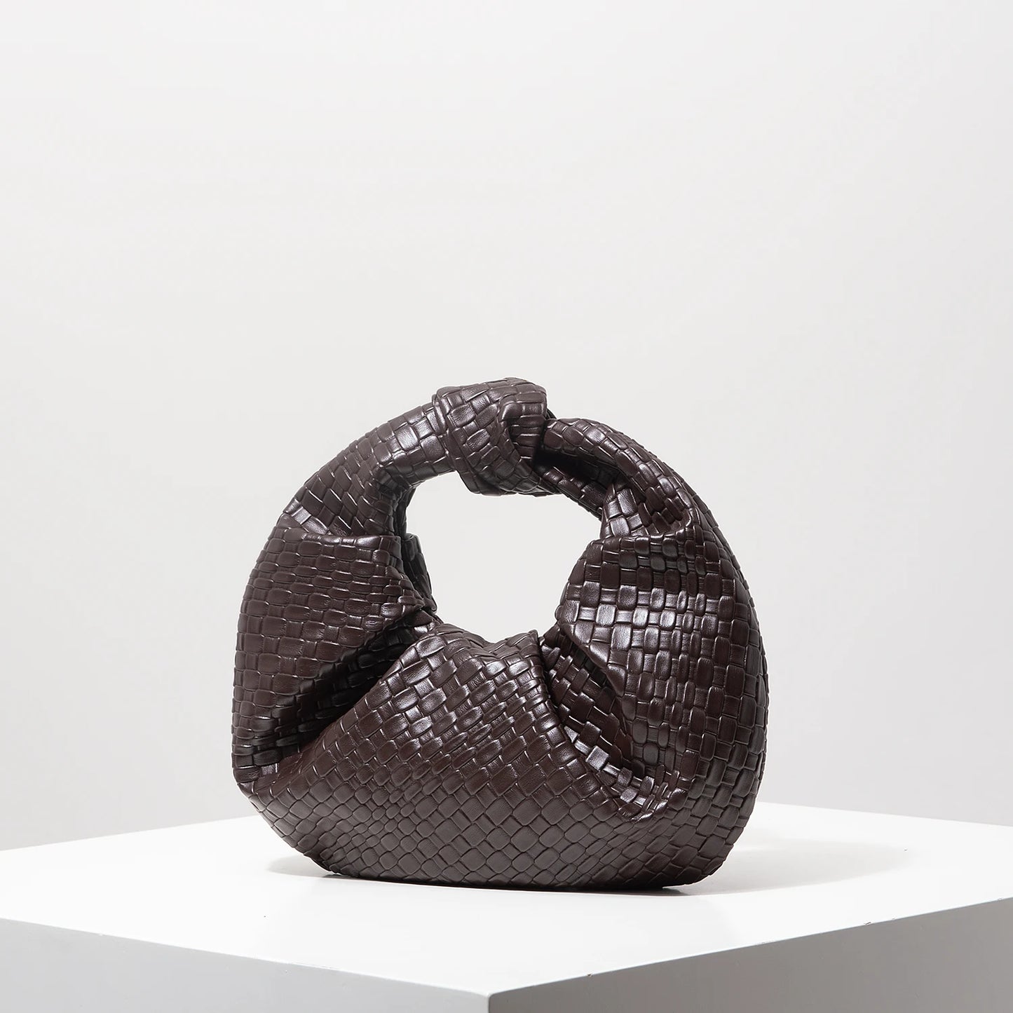 Vintage Faux Leather Woven Pattern Handbag, Knotted Crescent Bag, Pleated Cloud Bag, Women's Party Dress, Burgundy Wallet, Elegant Evening Bag (Random Pattern)