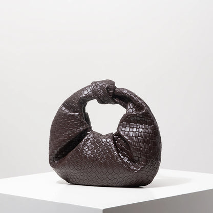 Vintage Faux Leather Woven Pattern Handbag, Knotted Crescent Bag, Pleated Cloud Bag, Women's Party Dress, Burgundy Wallet, Elegant Evening Bag (Random Pattern)