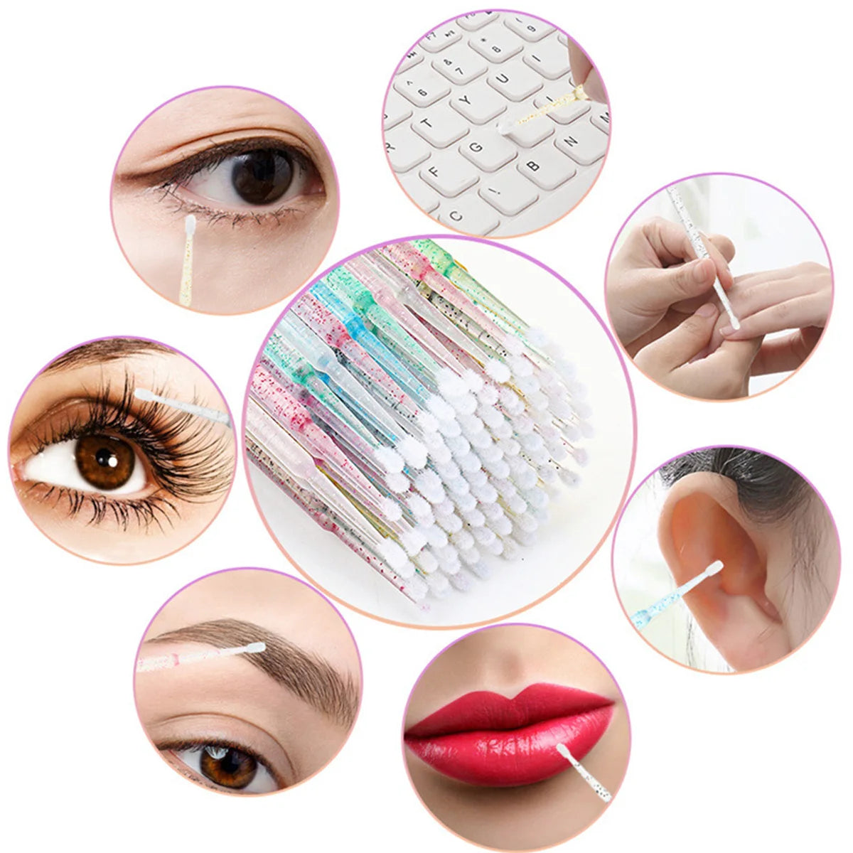 500/1000PCS Eyelash Brushes Crystal Swab Microbrushes Eyelash Extension Brush Grafting Lash Removing Applicators Makeup Tool