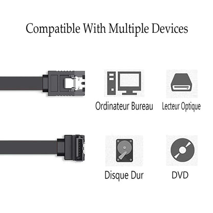 12-Pack SATA Data Cable 90 Degree Right Angle SATA III 6.0 Gbps Cable Black with Locking SATA Cable For HDD SSD CD DVD Drives