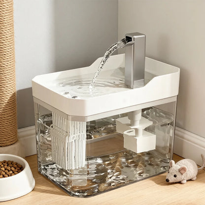 Cat Water Fountain with Auto Filter Transparent Anti-Dry Burning Recirculating Dispenser Includes Pump for Cats