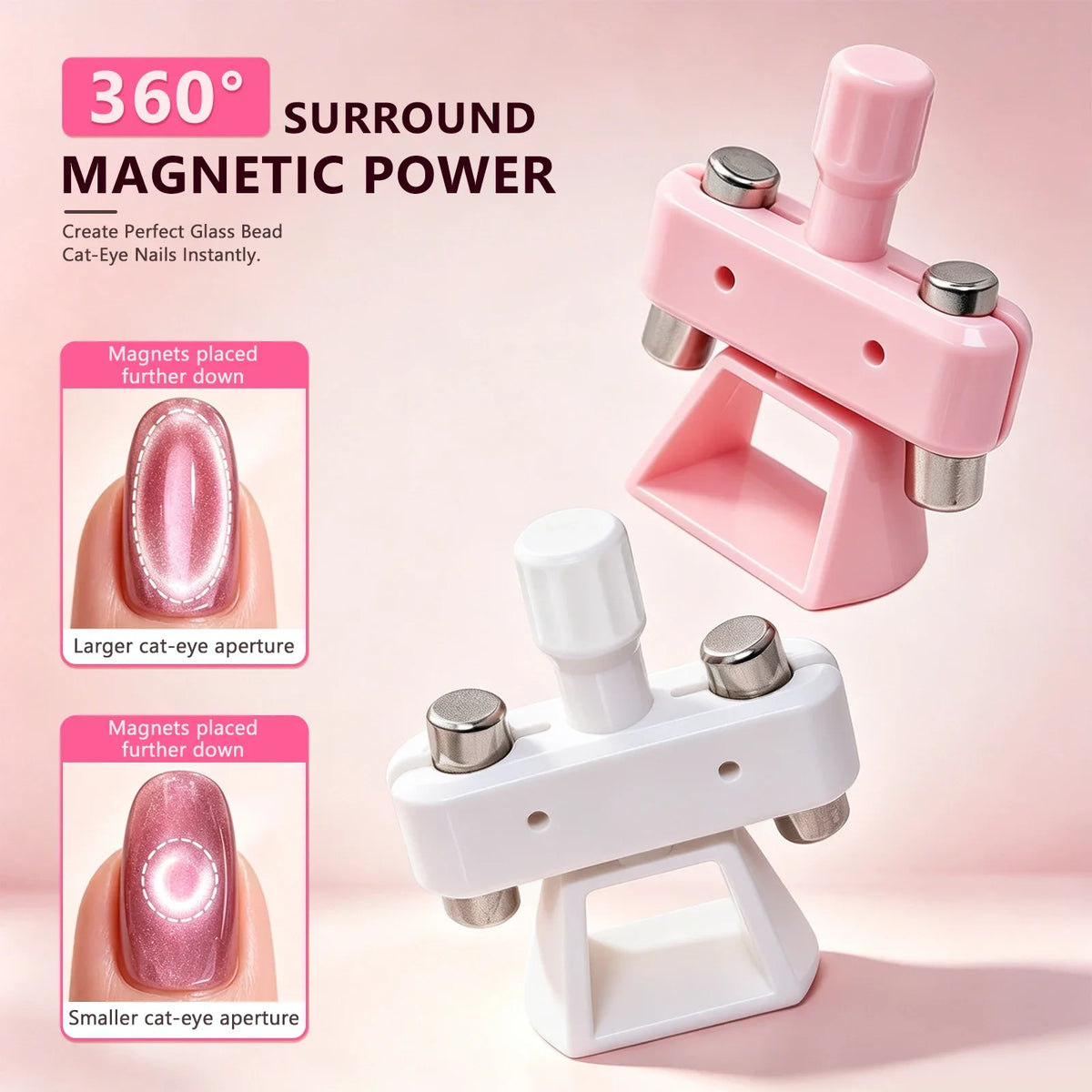 Powerful Automatic Cat‘s Eye Magnet Rotatable Whipping top Design Wide Light Glass Bead Nail Art Magnetic for Gel Nail Polish