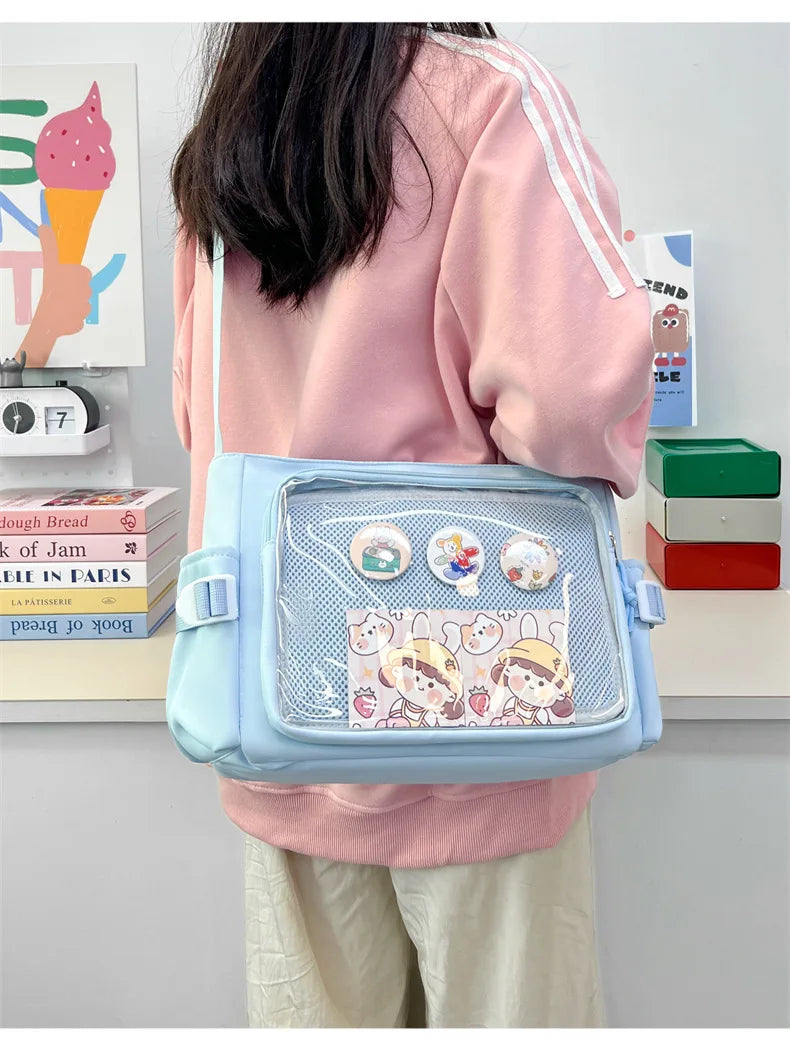College Style Crossbody Bag with Large Capacity for Class Book Carrying Mailman Bag for Girls Casual Shoulder Crossbody Bag