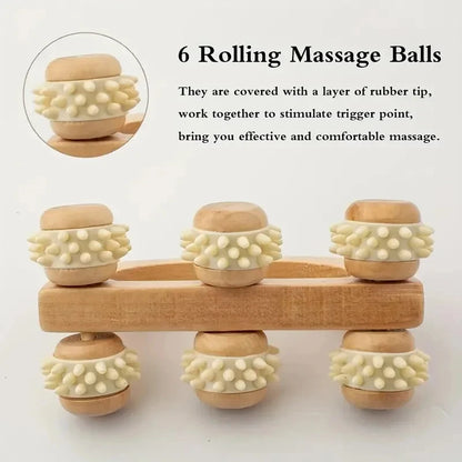 Wooden Massage Roller Tool, Manual Wooden Massager, 1 Pcs Wood Back Massage Roller for Neck Leg Back Deep Tissue Muscle Massage