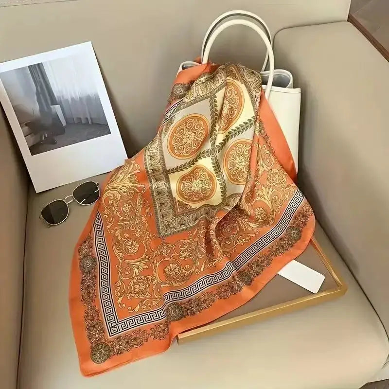 Silky 68x68cm Square Scarf – Stylish & Soft, Multipurpose Head Cover & Elegant Neck Wrap Stylish Print, Silky Soft & Versatile