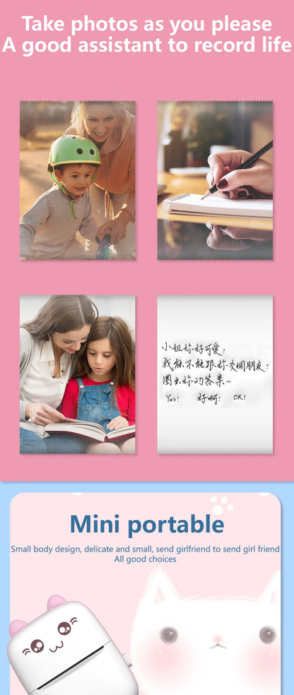 Portable Mini Bluetooth Wrong Printer Mobile Phone Photo Title Note Print Pocket Student Error Label Printer for Children's Gift