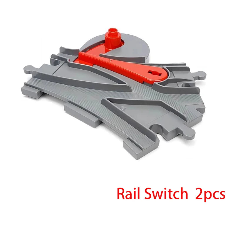 Big Size Building Block Bricks Train Tracks Crossover Parts Switch Straight Curved Duploes Accessories DIY Toy For Children Gift