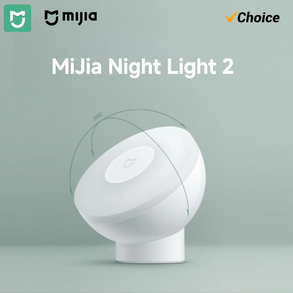 Original Mijia Night Light 2 Smart Motion Sensor, Dimmable Brightness Auto Light Sensing Bedside Lamp for Bedroom Kids Adults