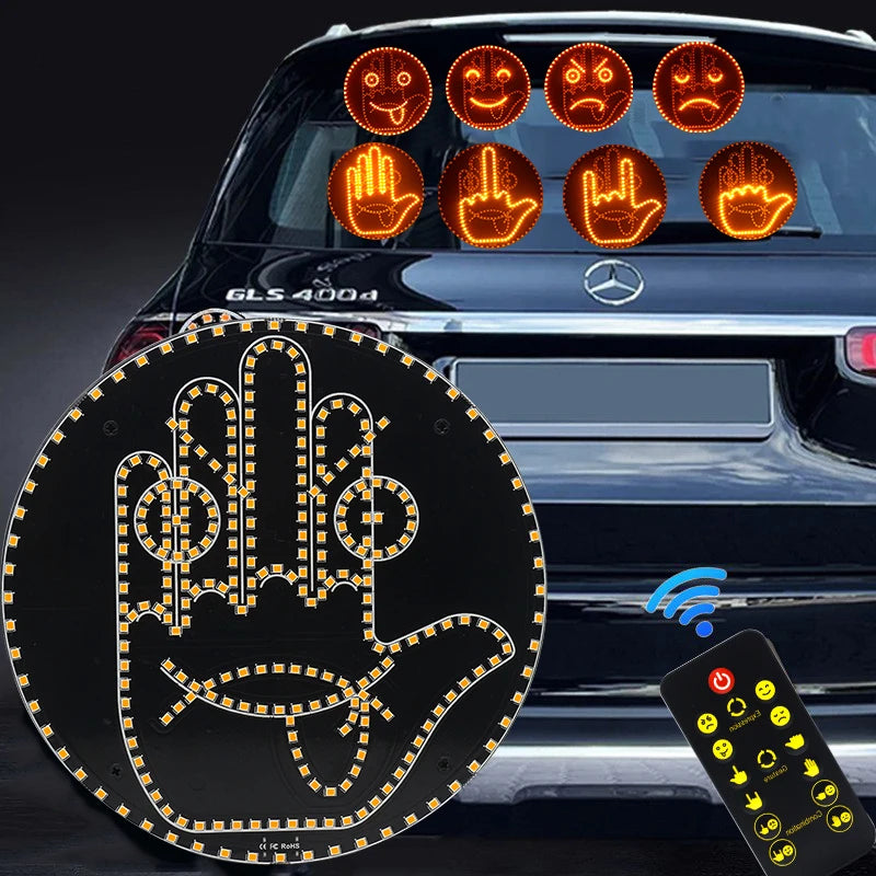 LED Hand Gesture Sign Middle Finger Sign Warning Brake Light Creative Fun Three Models Gesture Lamp Car Interior Rear Windshield