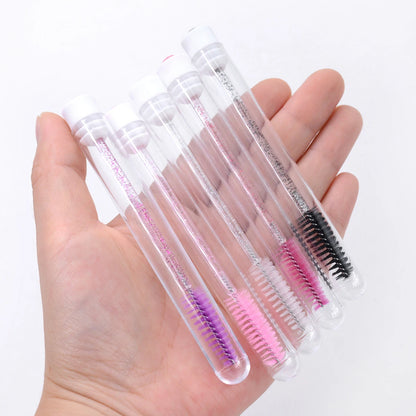 10pcs Diamond Eyelash Brushes Spoolies Reusable Lash Mascara Wands In Tubes Eye Brow Applicatos Eyelash Extension Combs Case