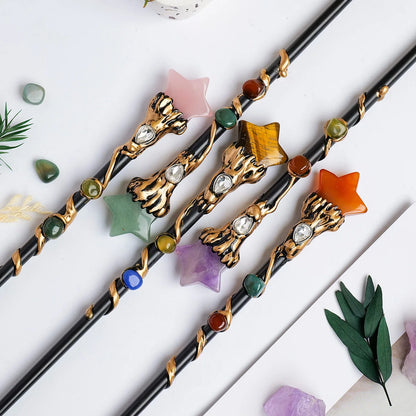 1PC Amethyst Rolling Stone Magic Scepter Natural Stones Fairy Lucky Tumble Stone Gem Scepter Decorative Fairy Magic Stick