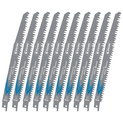 EZARC Reciprocating Saw Blades for Wood Pruning, 150mm 6TPI /225mm 5TPI CRV Ground Sharp Teeth Saw Blades Cutting Tools 6'' 9''