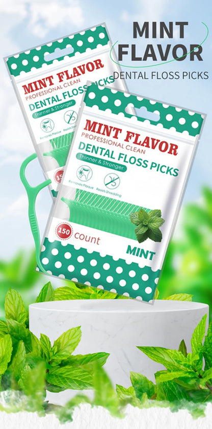 300PCS/150PCS/50PCS - Mint Floss Stick - interdental cleaning tool