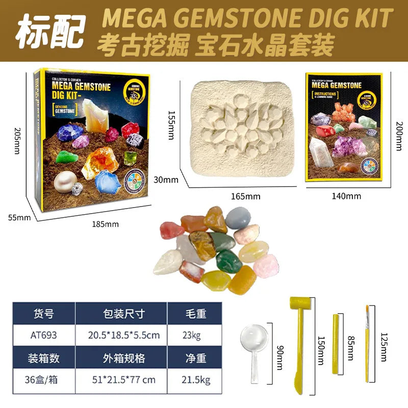 nationals geographics dig and discover gem stone crystal dig toy set child learning educational toy crystal mining kit Kids gift