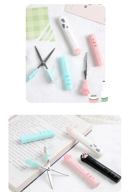 4Style Portable Folding Cat's Paw Scissors Stainless Steel Art Tool Multi-Function Pen-Shaped Scissors for Handbooks  Office Use