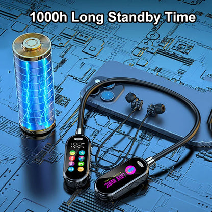 Color Screen Bluetooth 5.4 Earphones Neckband Headphones Wireless Headsets Noise Reduction Earbuds for Live Earphone Monitor