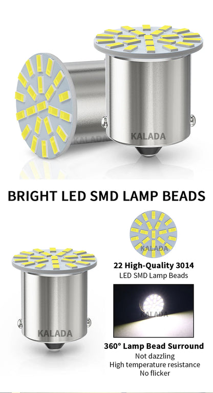 10pcs 24V LED 1156 BA15S 1157 BAY15D Car LED Lights 22*3014SMD For Truck Bus RV Bulbs DRL Daytime Running Tail Signal Lamp White