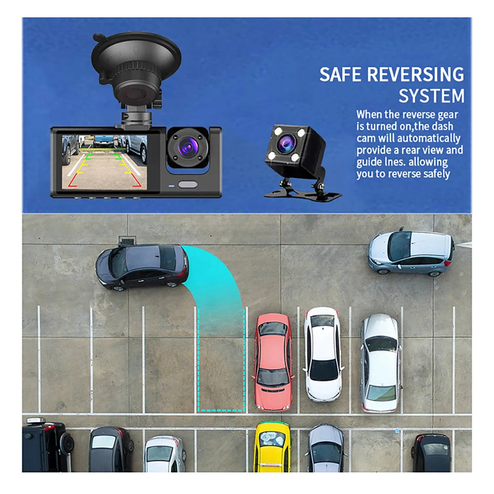 Wifi 3 Channel Dash Cam Night Vision Loop Recording & 2" IPS Screen 1080P 2/3Camera DVR Recorder, Video Recorder, Vehicle DVR