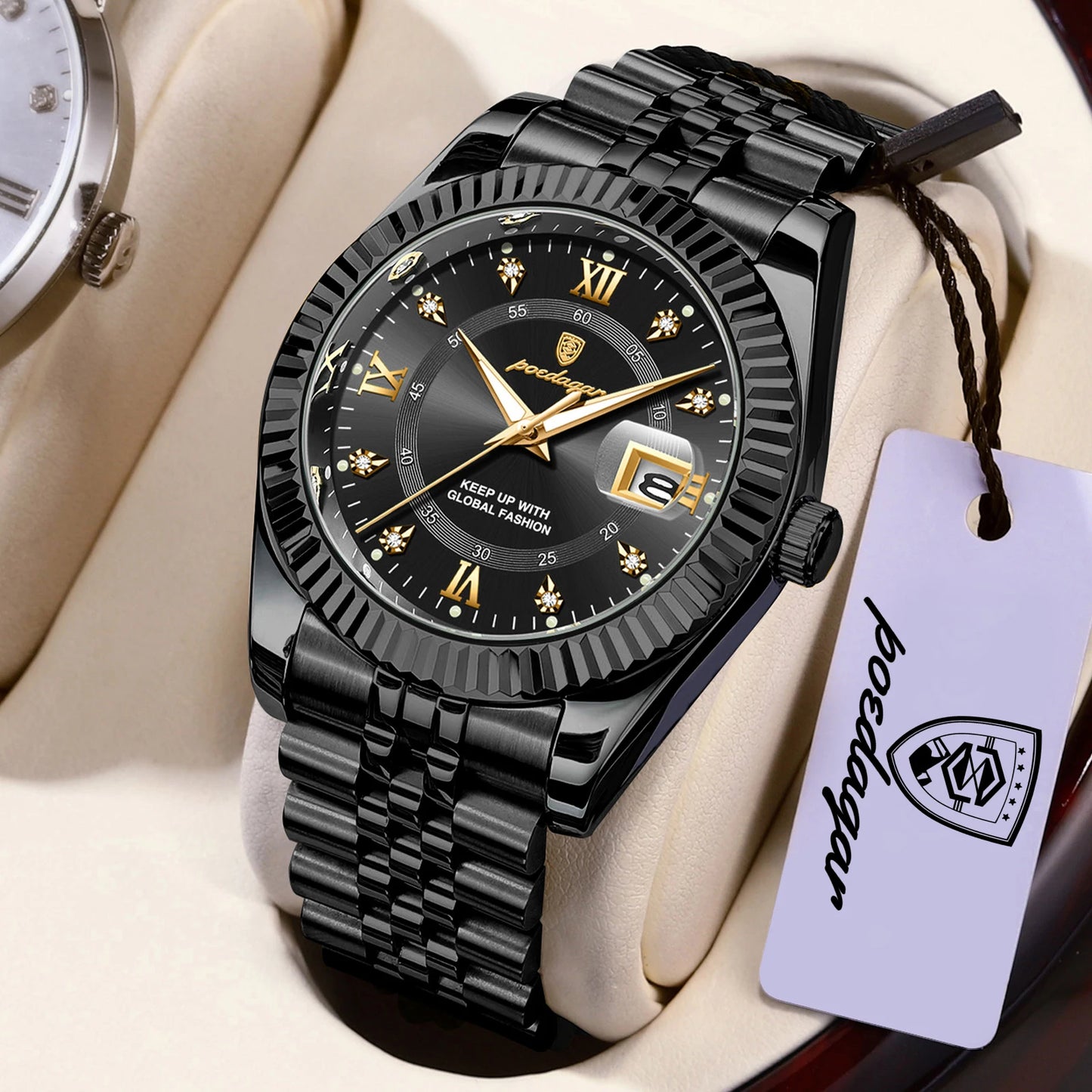 POEDAGAR Original Men Wristwatch Waterproof Luminous Date Business Man Clock Stainless Steel Quartz Military Men's Watches Reloj
