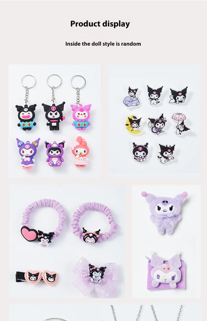Cute Kuromi Cinnamoroll Melody Christmas Advent Calendar Kawaii Random Figure Ornament Anime Cartoon Keychain Kids Toy Gift