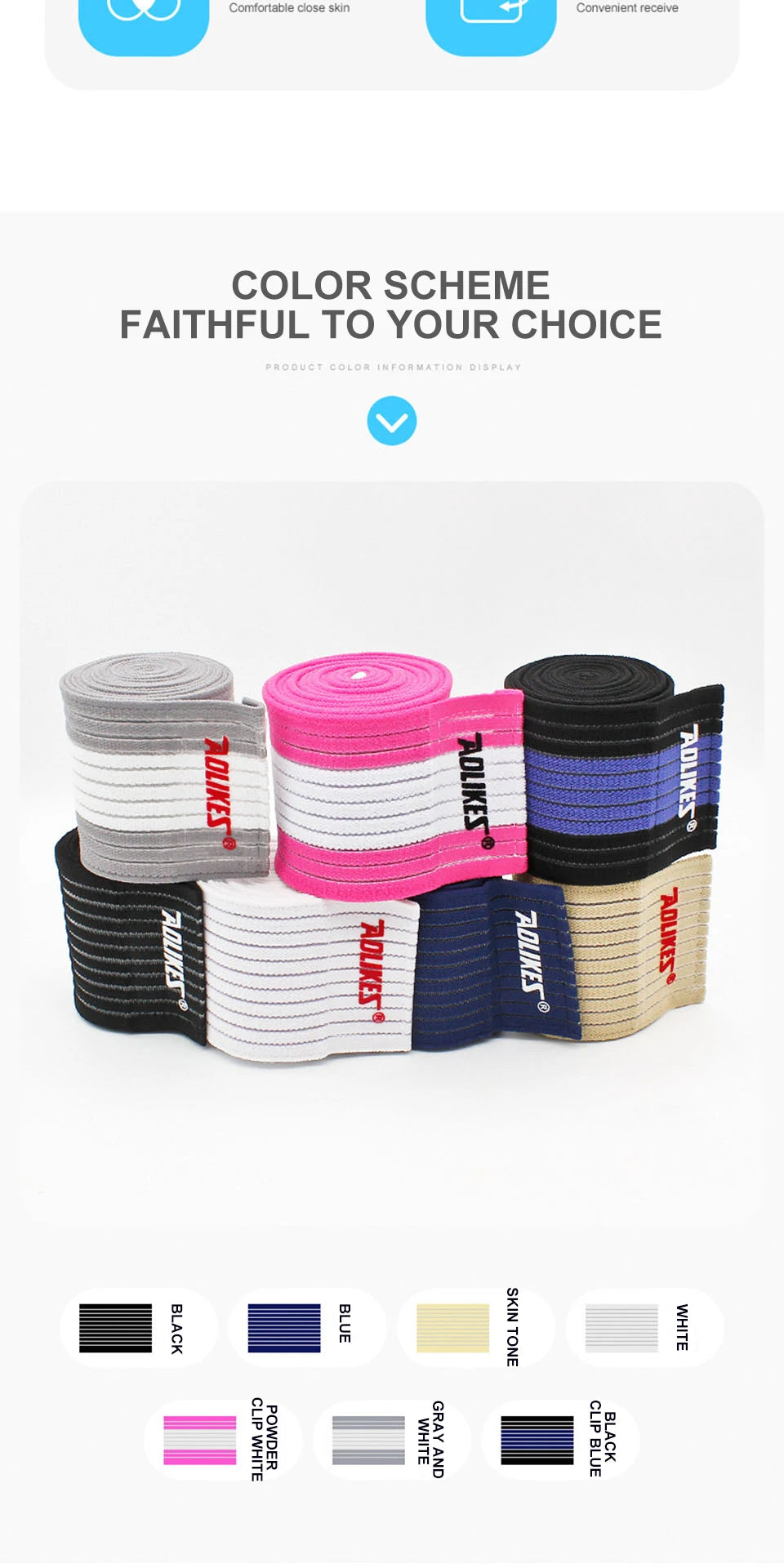 AOLIKES 1PC 40-180cm Compression Bandage Protector Knee Support Brace Sports Elastic Elbow Straps Leg Bands Bandage Workout Wrap