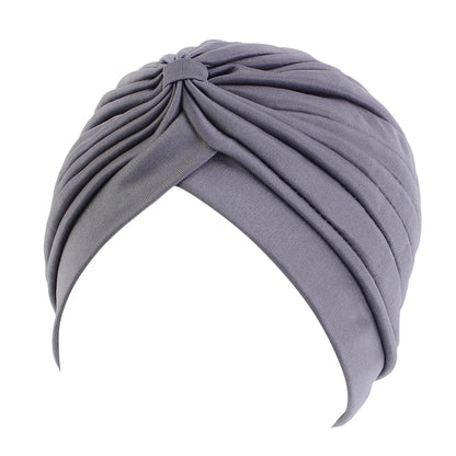 New Knotted Ruffle Turban Ladies Soft Headscarf Casual Streetwear Female Muslim Hijab Indian Hats Cancer Chemo Cap Turbante