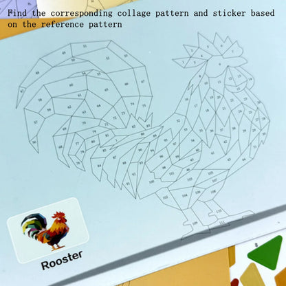 3D Geometric Heteroideus Animal Puzzle Stickers Puzzle Stress Relieving Block Drawing DIY Stickers Basic /Advanced Version/2PCS