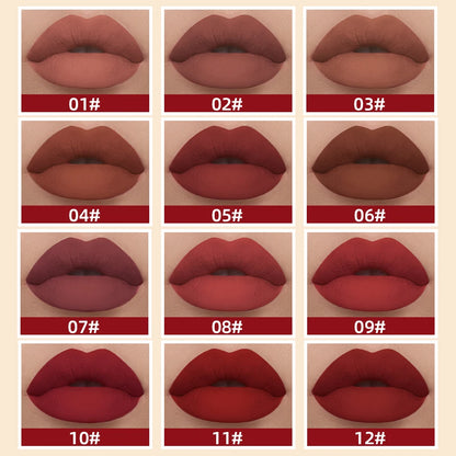 QIBEST Matte Liquid Lipstick Waterproof Long Lasting Velvet Lip Gloss Tint Tube Matte Nude Pigment Red Lipgloss Lips Makeup
