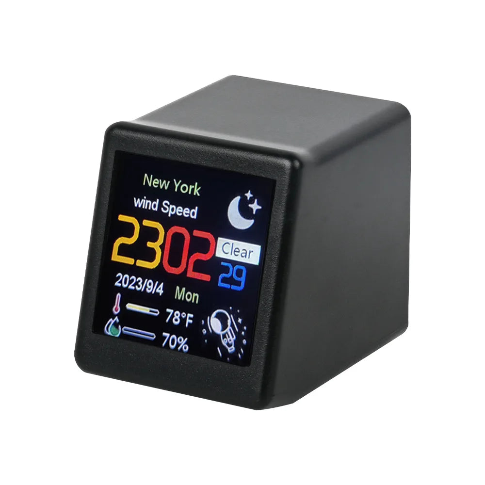 Small Portable Smart Wifi Weather Station Display Weather Temperature Humidity Time Alarm Clock Desktop Decoration