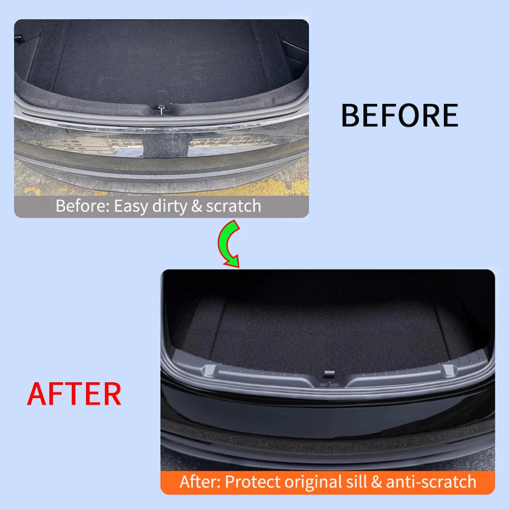 USVOTOV for Tesla Model Y Juniper Launch Model 3 2025 2026 Trunk Sill Guard Cargo Mat Rear Bumper Protector TPE Pads Accessories