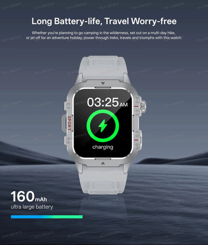 2025 New Military Smart Watch Men IP67 3ATM Waterproof Outdoor Sports Fitness Tracker Health Monitor 1.44Inch BT Call Smartwatch