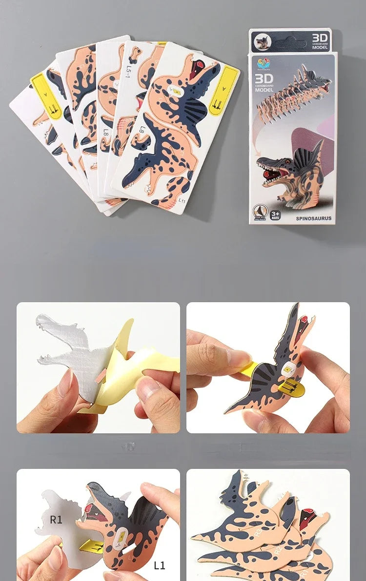 3D Jigsaw Puzzles for Kids Jurassic World Dinosaur Educational Toys Paper Animal Puzzle Cartoon Model Toys Children's Day Gift