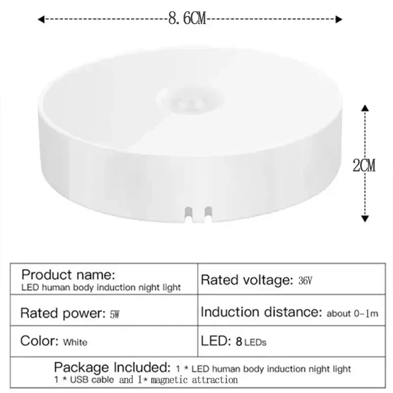 LED Night Light USB Charging Intelligent Human Induction For Bedside Cabinet Home Wardrobe Motion Sensor Light Led Lamp