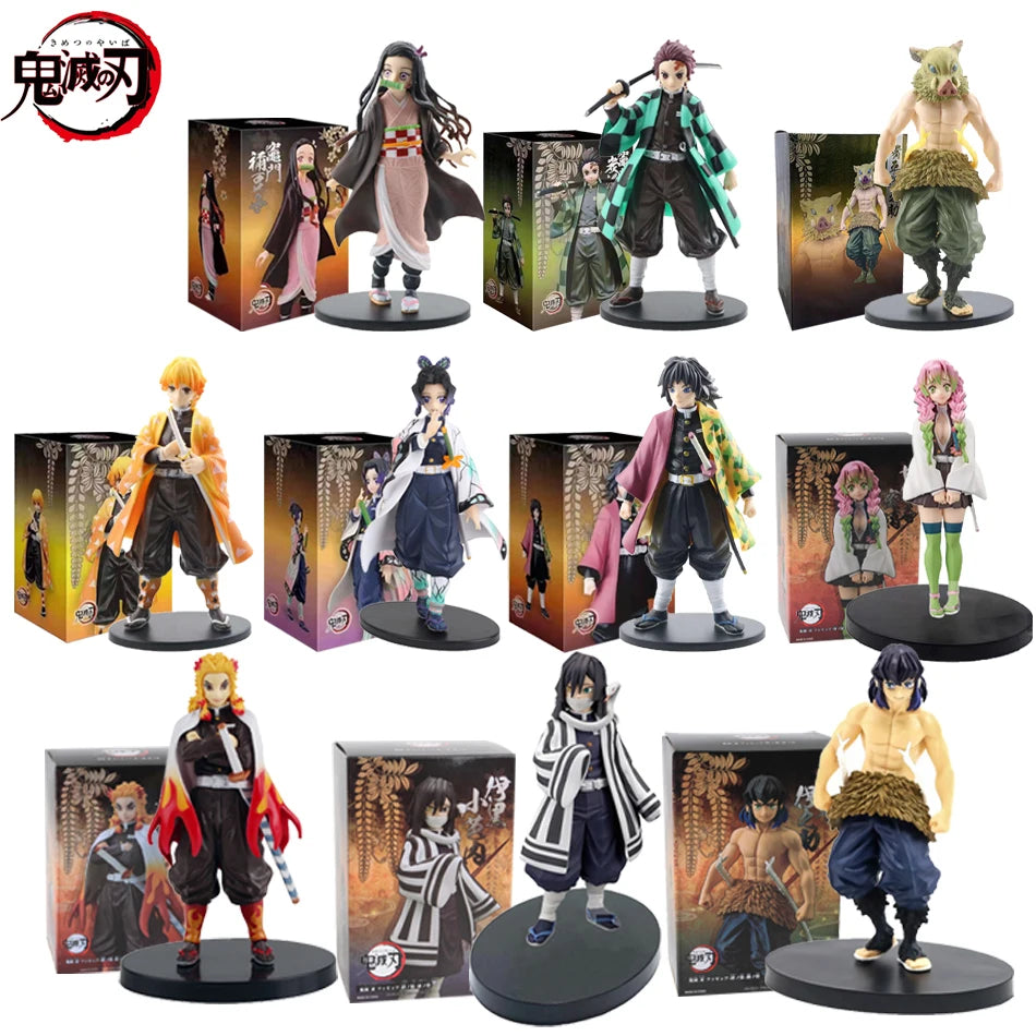 Anime Figure Kamado Tanjirou Nezuko Demon Slayer Figure Action Figures PVC Model Toys Zenitsu Figurine Inosuke Kimetsu No Yaiba