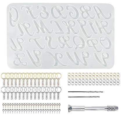 Alphabet Silicone Mold for Epoxy Resin Kit Mixed Style Letters Resin Casting Mold Set DIY Keychain Pendant Jewelry Making Tools