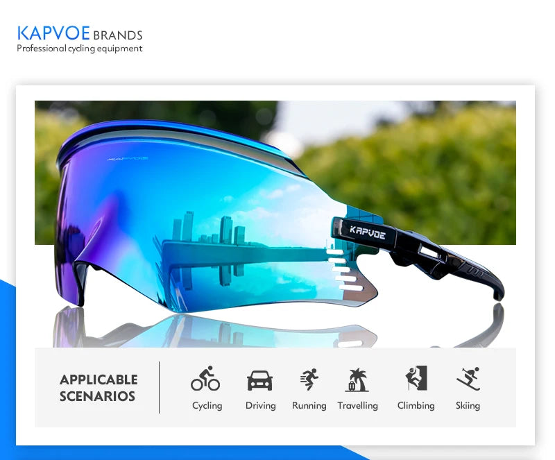 2025 Kapvoe Sport Sunglasses Road Bike Mountain Bicycle Cycl Glasses Riding Goggle Sports Eyewear for Man Women Cycling Glasses