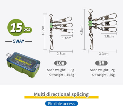 New Luminous Squid Jig Lure Swivels Fishing Bearing Rolling Swivel Solid Ring Fishing Connector With Interlock Snap Accessories