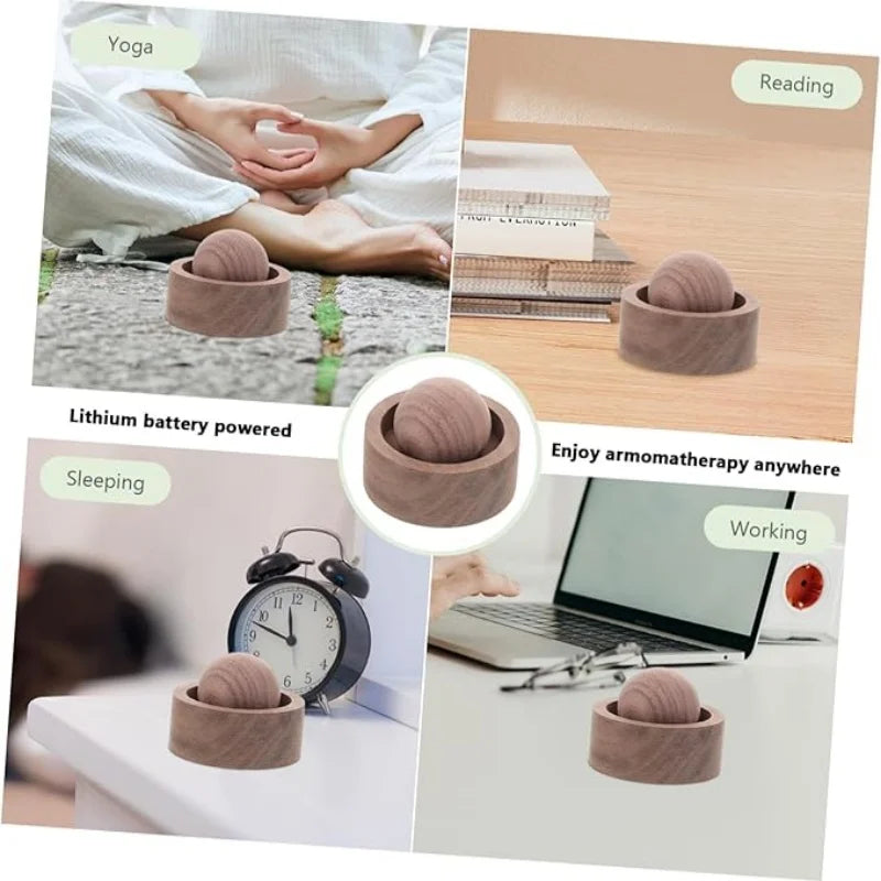 Wood Car Essential Oil Diffuser Wooden Aromatherapy Round Essential Oils Diffuser Set for Home Office Bedroom Car