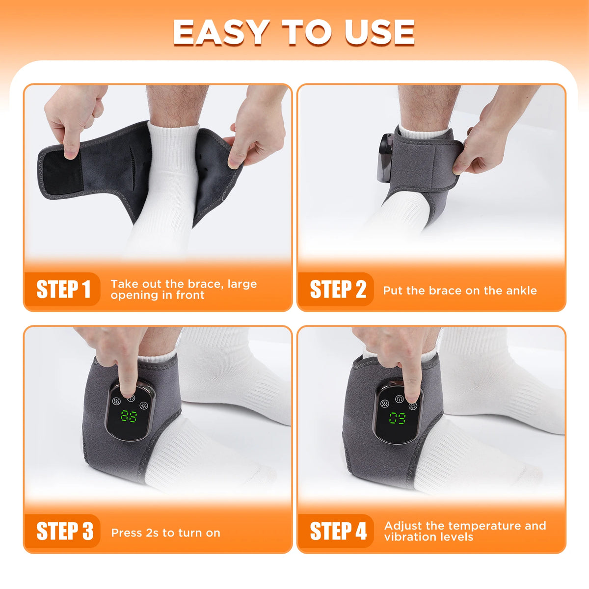 Cordless Heating Ankle Wrist Brace Vibration Massager Electric Hot Compress Massage Ankle Guard Wristband Hand Foot Protector