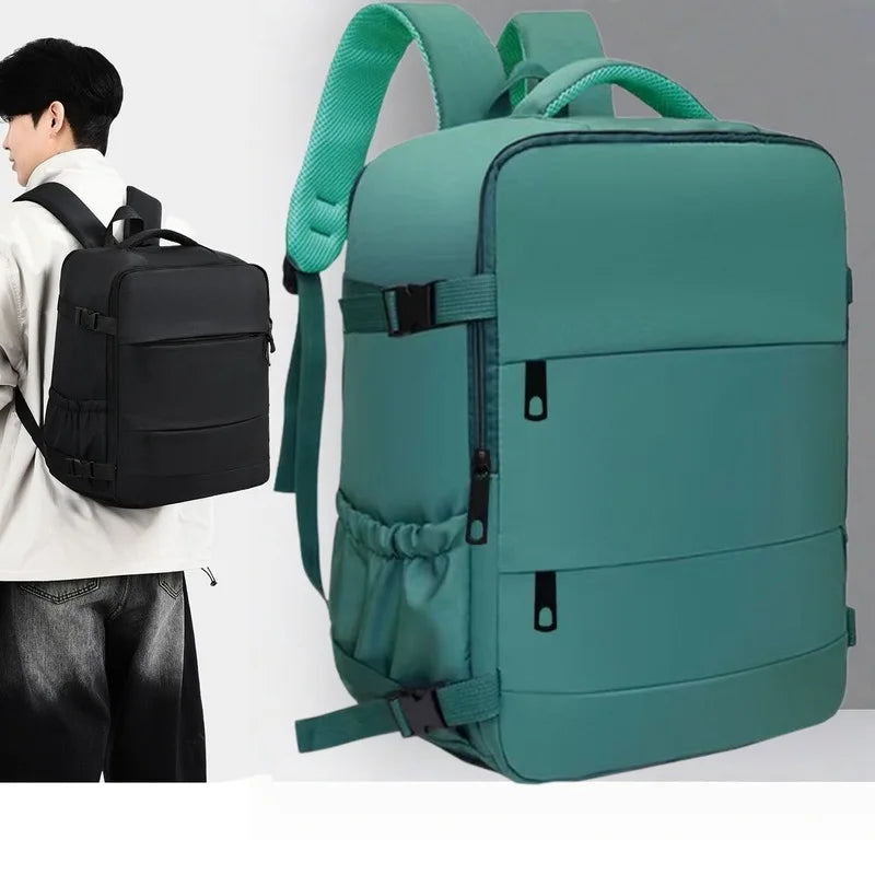 Lightweight Large Travel Backpack, Solid Color Minimalist Multifunctional Student School Bag