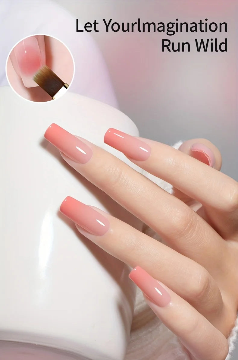 2pcs Wide Soft Bristle Nail Brush Gradient Design Acrylic Handle Gel Polish Applicator Nail Tools