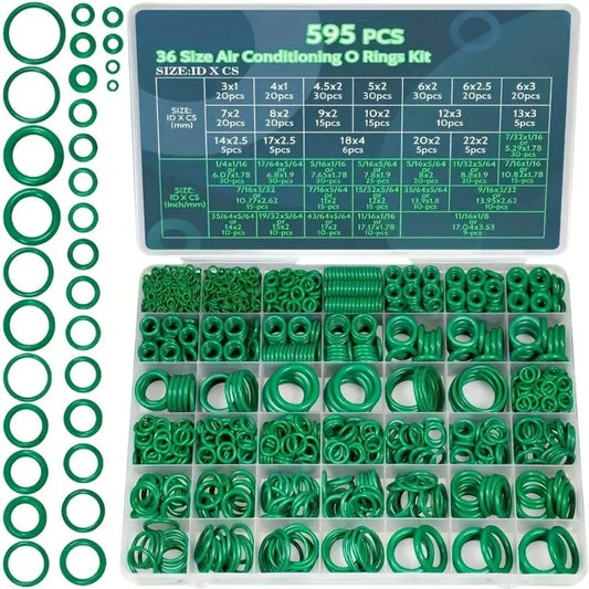 595/225Pcs Air Conditioning O Ring Kit Assortment Set 36 Size O-Type Sealing Rubber Ring Rubber Accessories Maintenance
