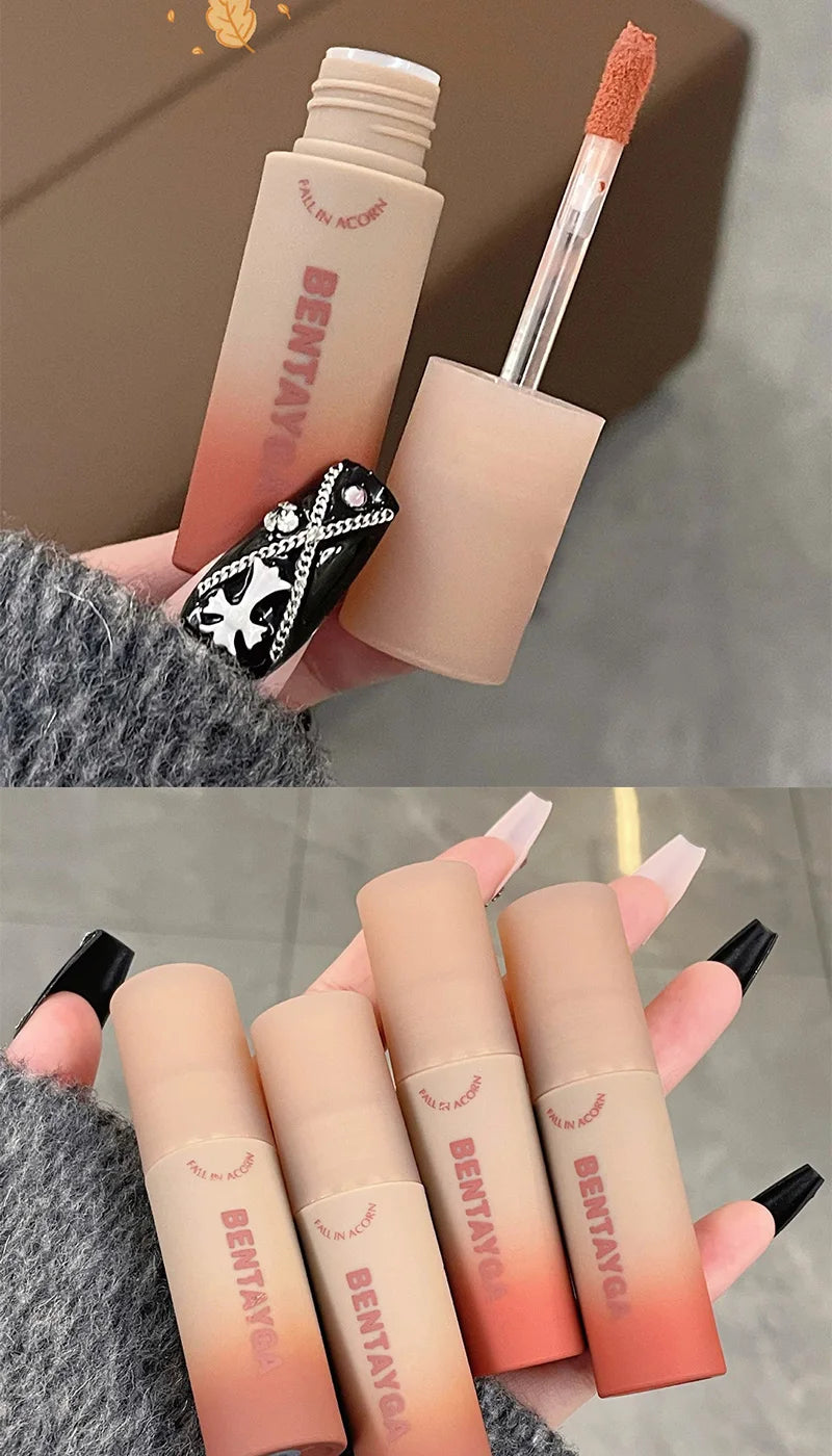 BENTAYGA Autumn Velvet Lip Mud — Matte Finish, Skin-Tone Enhancing Lip Tint, Versatile Nude Makeup, Budget-Friendly for Students