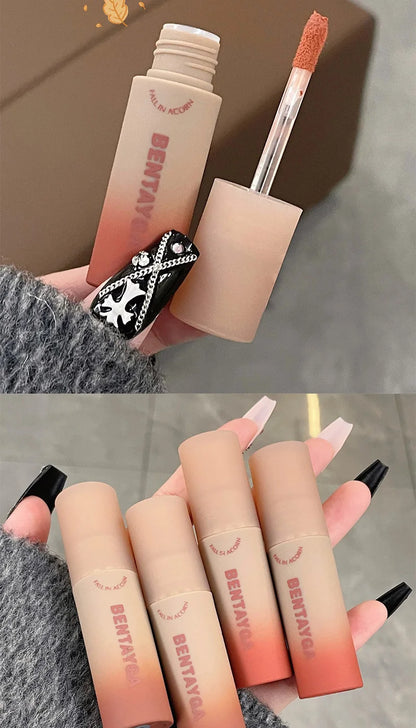 BENTAYGA Autumn Velvet Lip Mud — Matte Finish, Skin-Tone Enhancing Lip Tint, Versatile Nude Makeup, Budget-Friendly for Students