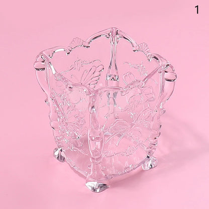 Cotton Pad Nails Storage Box Butterfly Transparent Pink Design Napkins Container Brush Organizer Makeup Case Nail Art Tools