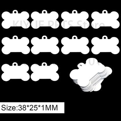 20Pcs Wholesale Personalized Pet ID Nameplate  Heat Transfer Aluminum Blank Hang Tag Customized Key Ring Accessories Pendant